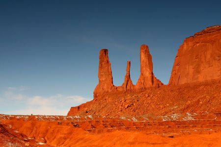 Three Sisters Monument in Monument Valley Arizonaの写真素材