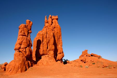 Tall Rock Formations in Monument Valley Arizonaの写真素材