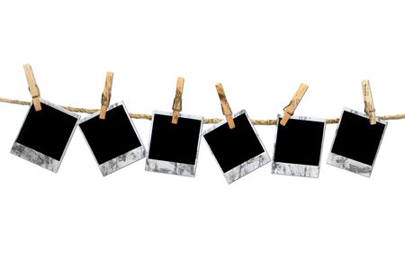 Crooked Old Dirty picture Film Blanks Hanging on a Rope Held By Clothespins