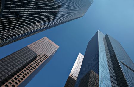 Abstract Office Structures Outdoors With Clear Sky