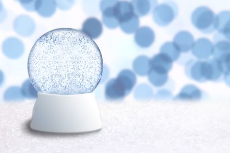 Empty Christmas Snow Globe With Blue Holiday Background. Insert Your Own Image or Textの写真素材