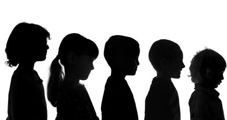 Five Various Children Shot in Silhouette Styleの写真素材