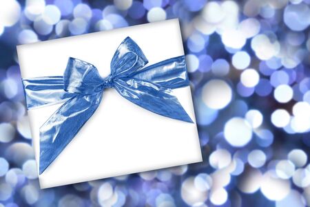 Blue Holiday or Birthday Gift on Abstract Background