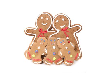 Family of 5 Gingerbread People With Mom, Dad and 3 Children
