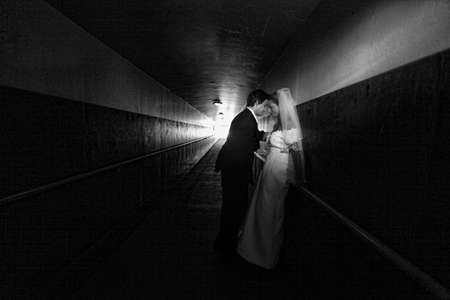 Beautiful Portraits of a Bride and Groom Couple on Their Wedding Dayの写真素材