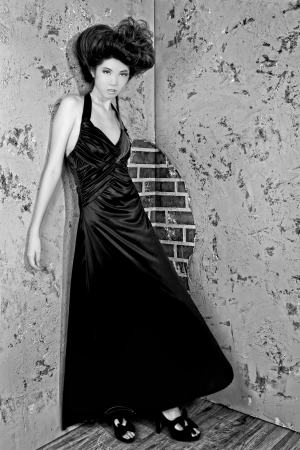Tall Asian Woman With High Styled Hairの写真素材