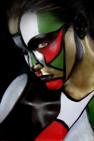 Beautiful Woman Painted Like Stained Glass Window Beauty Conceptの写真素材