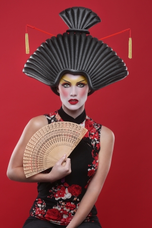 Modern Beauty Concept of a Geisha Girlの写真素材