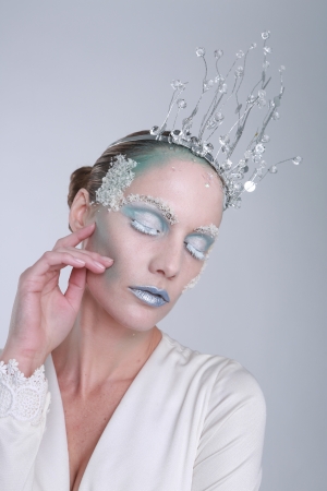 Ice Queen Themed Cosmetics on a Beautiful Womanの写真素材