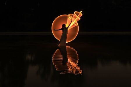 Creative Light Painting With Color and Tube Lightingの写真素材