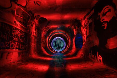 Creative Light Painting With Color and Tube Lightingの写真素材