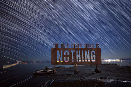 Nothing Sign Star Trails in the Salton Sea, California USAの写真素材