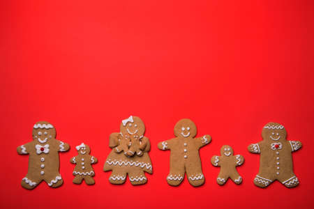 Wood Stick Christmas Tree on Red Holiday Backgroundの写真素材