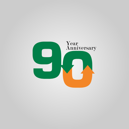 90 Year Anniversary Vector Template Design Illustrationのイラスト素材