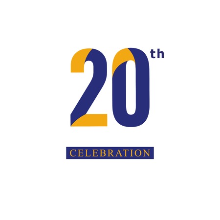 20 th Anniversary Celebration Orange Blue Vector Template Design Illustrationのイラスト素材