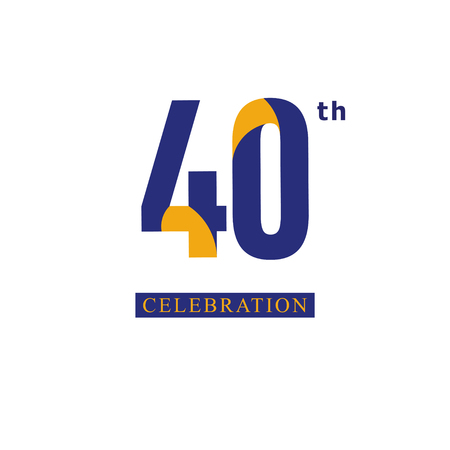 40 th Anniversary Celebration Orange Blue Vector Template Design Illustrationのイラスト素材