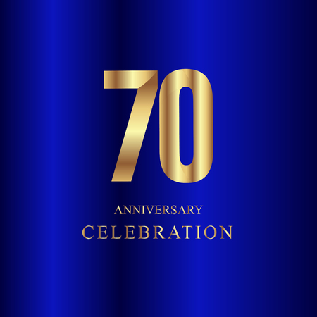 70 Year Anniversary Celebration Gold Blue Vector Template Design Illustrationのイラスト素材