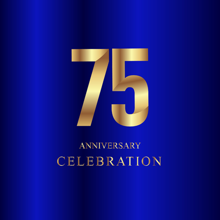 75 Year Anniversary Celebration Gold Blue Vector Template Design Illustrationのイラスト素材