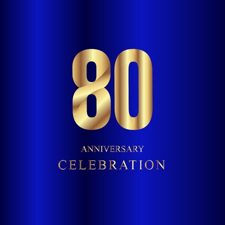 80 Year Anniversary Celebration Gold Blue Vector Template Design Illustrationのイラスト素材
