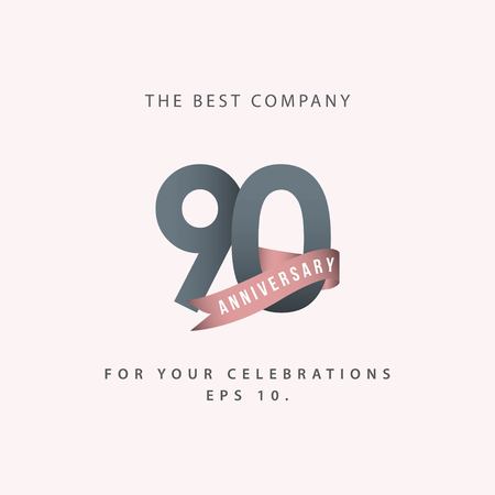 90 Year Anniversary Celebration Vector Template Design Illustrationのイラスト素材