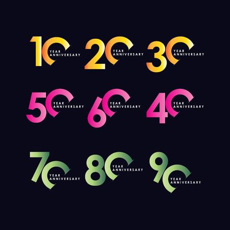 Year Anniversary Set Vector Template Design Illustrationのイラスト素材