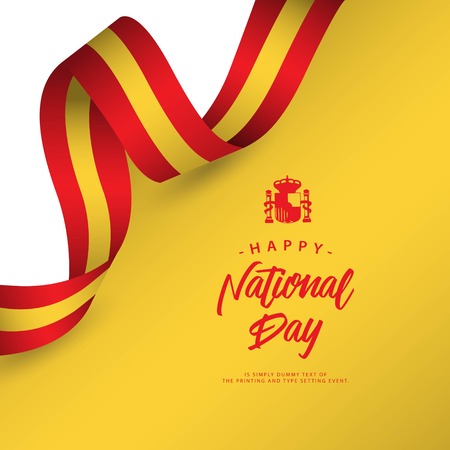 Happy Spain National Day Vector Template Design Illustrationのイラスト素材