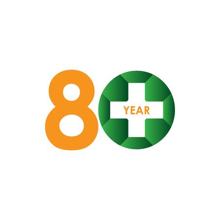 80 Year Anniversary Vector Template Design Illustrationのイラスト素材