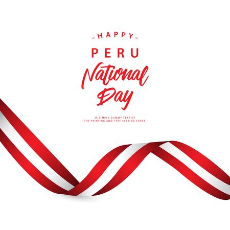 Happy Peru National Day Vector Template Illustrationのイラスト素材