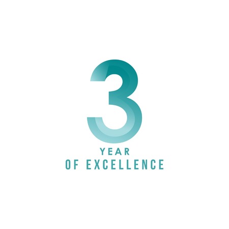 3 Year of Excellence Vector Template Design Illustrationのイラスト素材