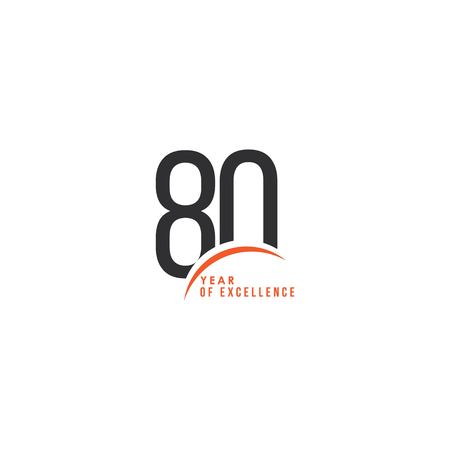 80 Year of Excellence Vector Template Design Illustrationのイラスト素材