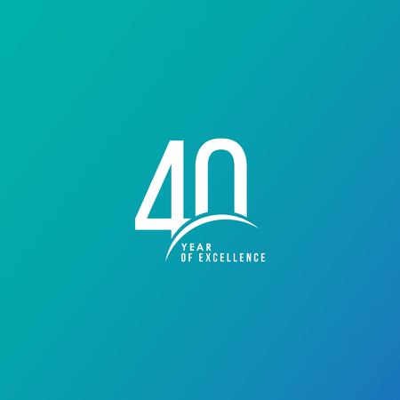 40 Year of Excellence Vector Template Design Illustration
