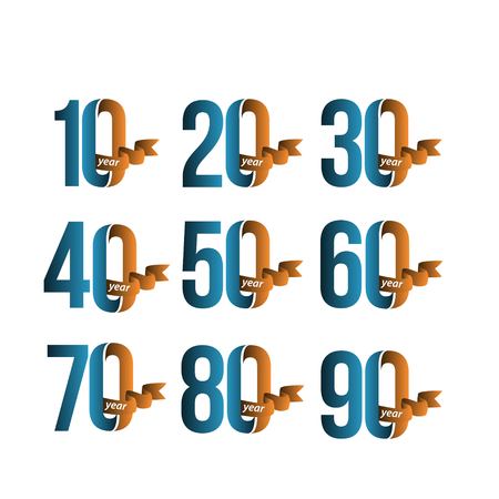 Year Anniversary Set Vector Template Design Illustrationのイラスト素材