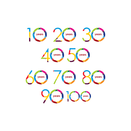 year Anniversary Set Logo Vector Template Design Illustrationのイラスト素材