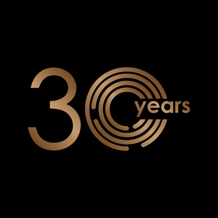 30 Year Anniversary Luxury Gold Black Logo Vector Template Design Illustration