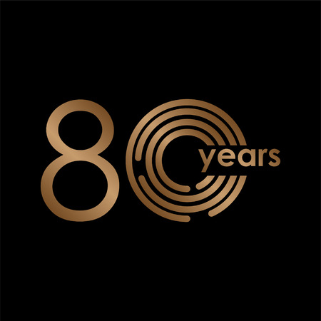 80 Year Anniversary Luxury Gold Black Logo Vector Template Design Illustrationのイラスト素材