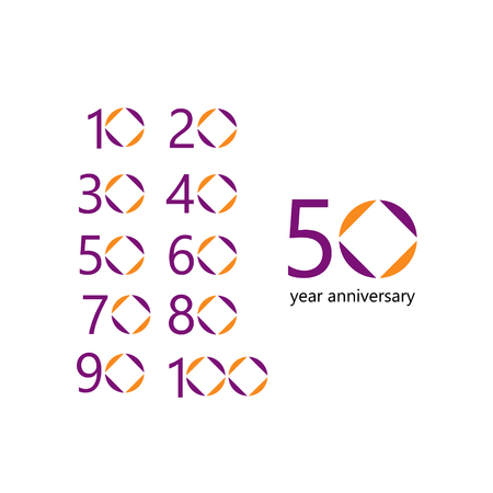 50 Year Anniversary Set Vector Template Design Illustrationのイラスト素材