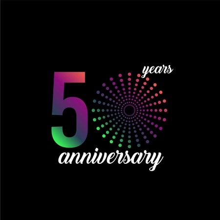 50 Year Anniversary Firework Vector Template Design Illustrationのイラスト素材