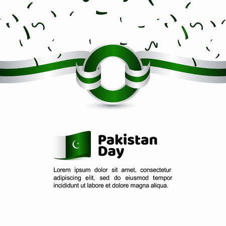 Pakistan Day Flag Vector Template Design Illustrationのイラスト素材