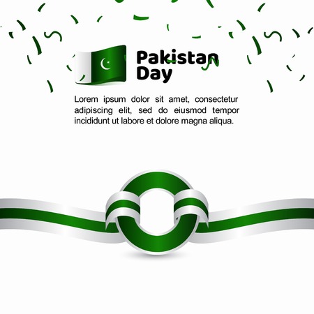 Pakistan Day Flag Vector Template Design Illustrationのイラスト素材