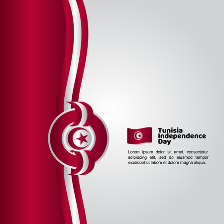 Tunisia Independence Day Flag Vector Template Design Illustrationのイラスト素材