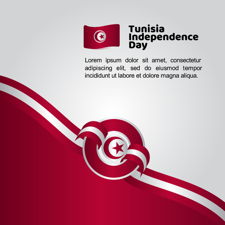 Tunisia Independence Day Flag Vector Template Design Illustrationのイラスト素材