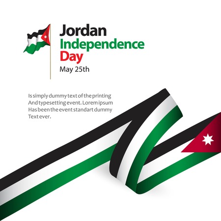 Jordan Independence Day Vector Template Design Illustrationのイラスト素材