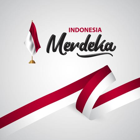 Indonesia Merdeka Flag Vector Template Design Illustrationのイラスト素材