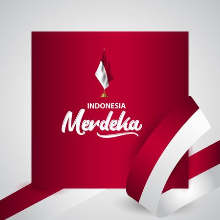 Indonesia Merdeka Flag Vector Template Design Illustrationのイラスト素材