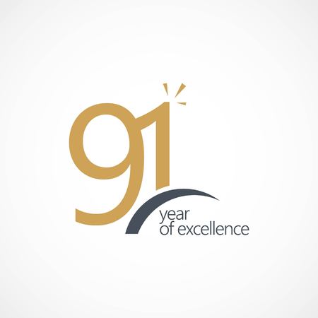 91 Year of Excellence Vector Template Design Illustrationのイラスト素材