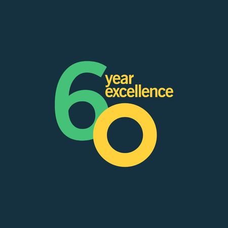 60 Year of Excellence Vector Template Design Illustrationのイラスト素材