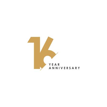 16 Year Anniversary Vector Template Design Illustrationのイラスト素材