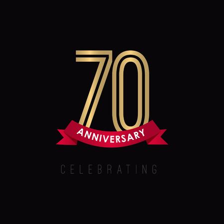 70 year Anniversary Luxury Gold Black Logo Vector Template Design Illustrationのイラスト素材