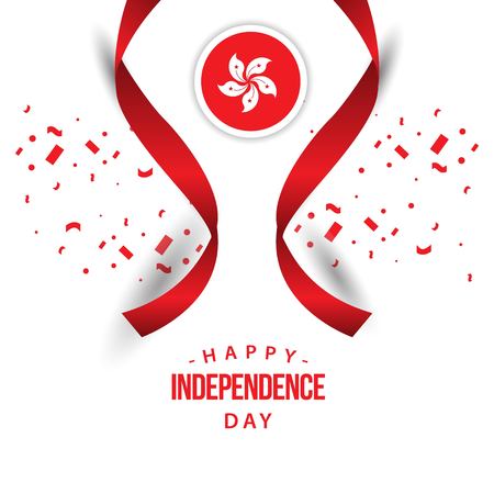 Happy Hong Kong Independence Day Vector Template Design Illustrationのイラスト素材