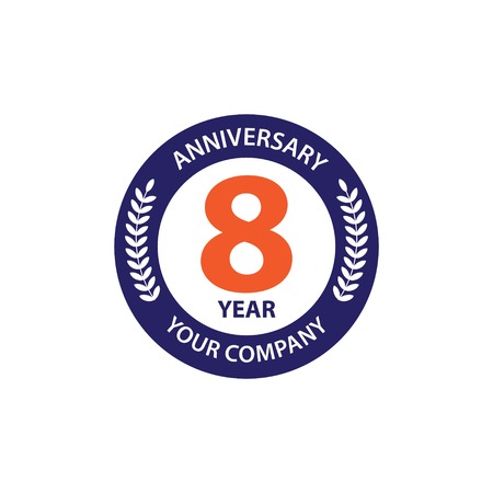 8 Year Anniversary Vector Template Design Illustrationのイラスト素材